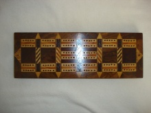 Large Victorian Parquetry Cribbage Board - LVP90