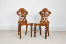 Pair Of Oak Hall Bobbin Turned Chairs - OHC750
