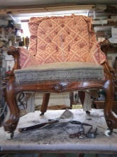 Deep Buttoned Walnut Victorian Chair 