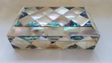 Large Victorian Quilted Mother Of Pearl & Abalone Box