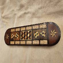 Superb Large Inlaid Victorian Tunbridgeware Cribbage Board on Brass Feet - SLV175